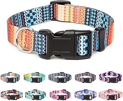 Qpets Stainless Steel Polyester Plastic Nylon Bohemia Style Dog Collar